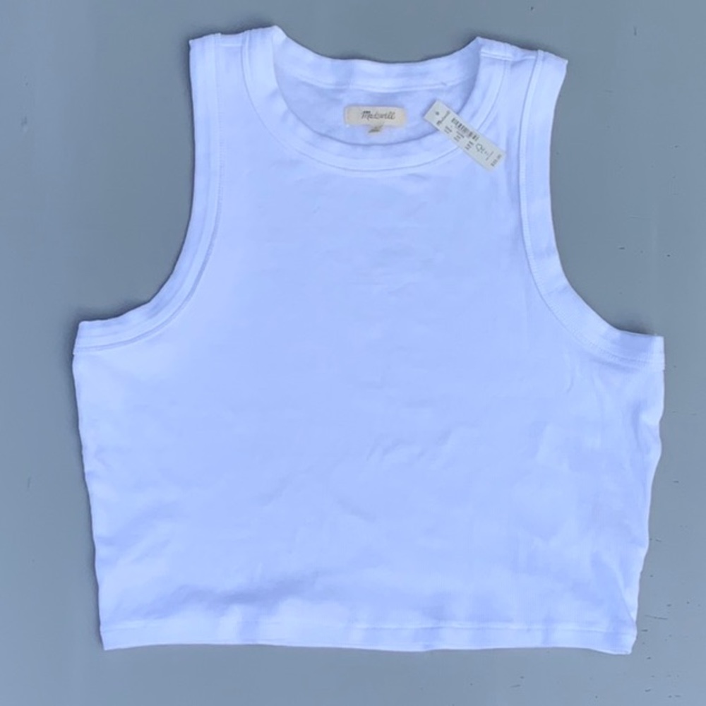 Madewell bright side cutaway tank top eyelet white